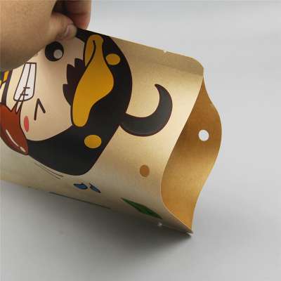 Custom Design Kraft paper food packaging bags with window for nuts