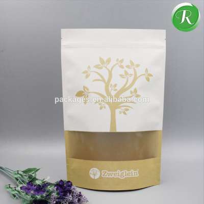 Recyclable Brown Kraft Paper Rice Bag with Square Bottom