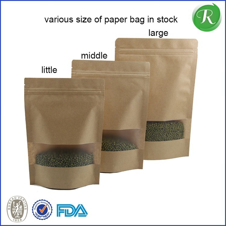 Hebei Ruika standing up food paper bag zipper bags for packaging food